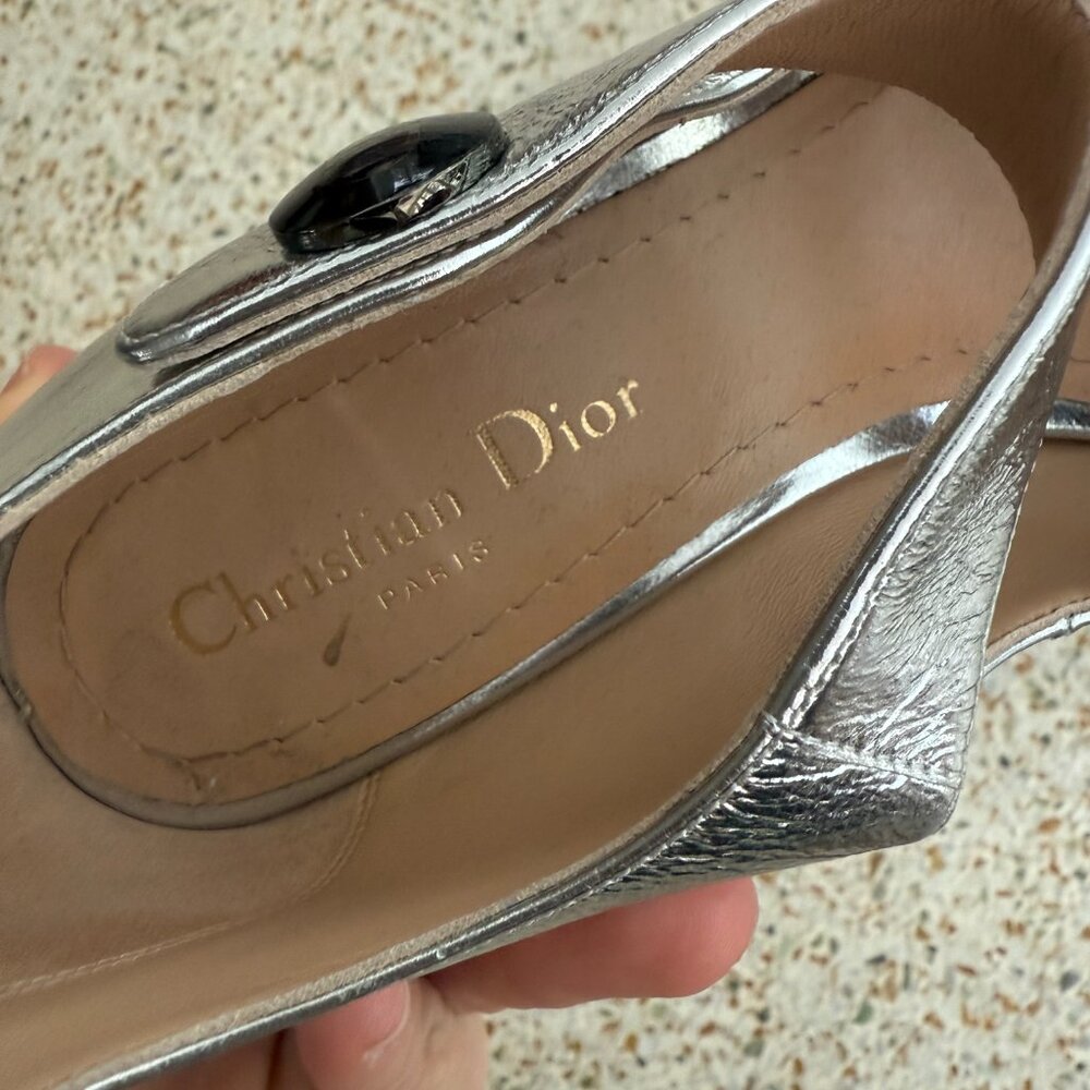 Christian Dior metallic silver mary janes shoes size 38 - Picture 7 of 9